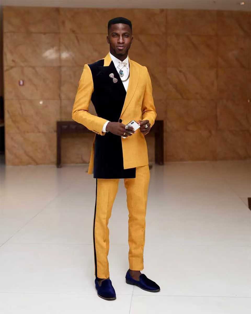 Formal Wear For Men Yellow - Черный, желтый мужской костюм, комплект из