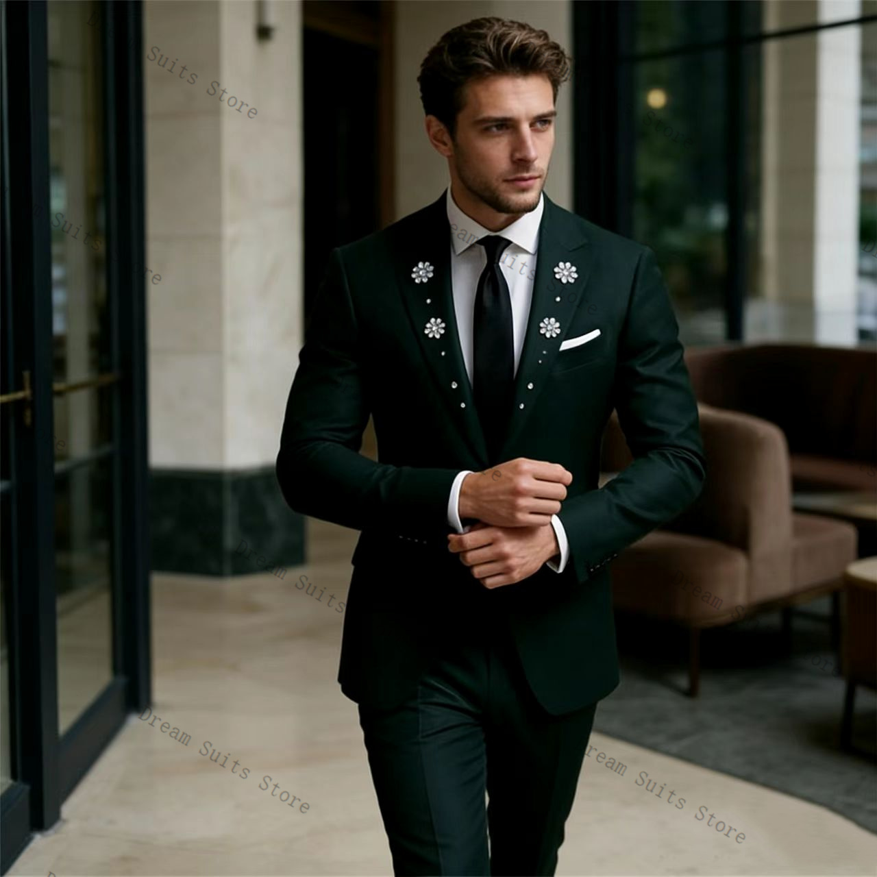 Men Formal Wear Green - Мужской костюм Crystals, 2 предмета: зеленый