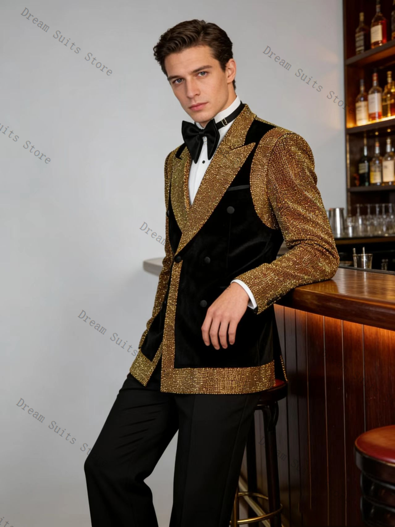 Men Formal Wear With Coat - Мужской костюм Golden Crystals, комплект из