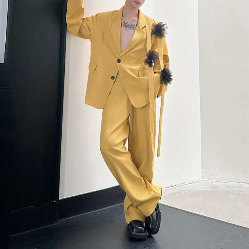 Formal Wear For Men Yellow - Желтый мужской костюм-двойка: пиджак и брюки