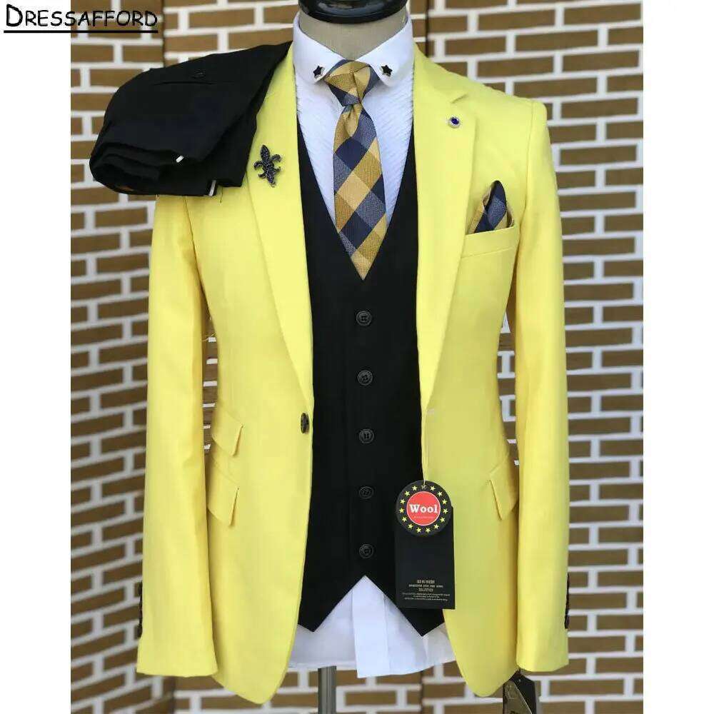 Formal Wear For Men Yellow - Желтый элегантный мужской деловой костюм-тройка для
