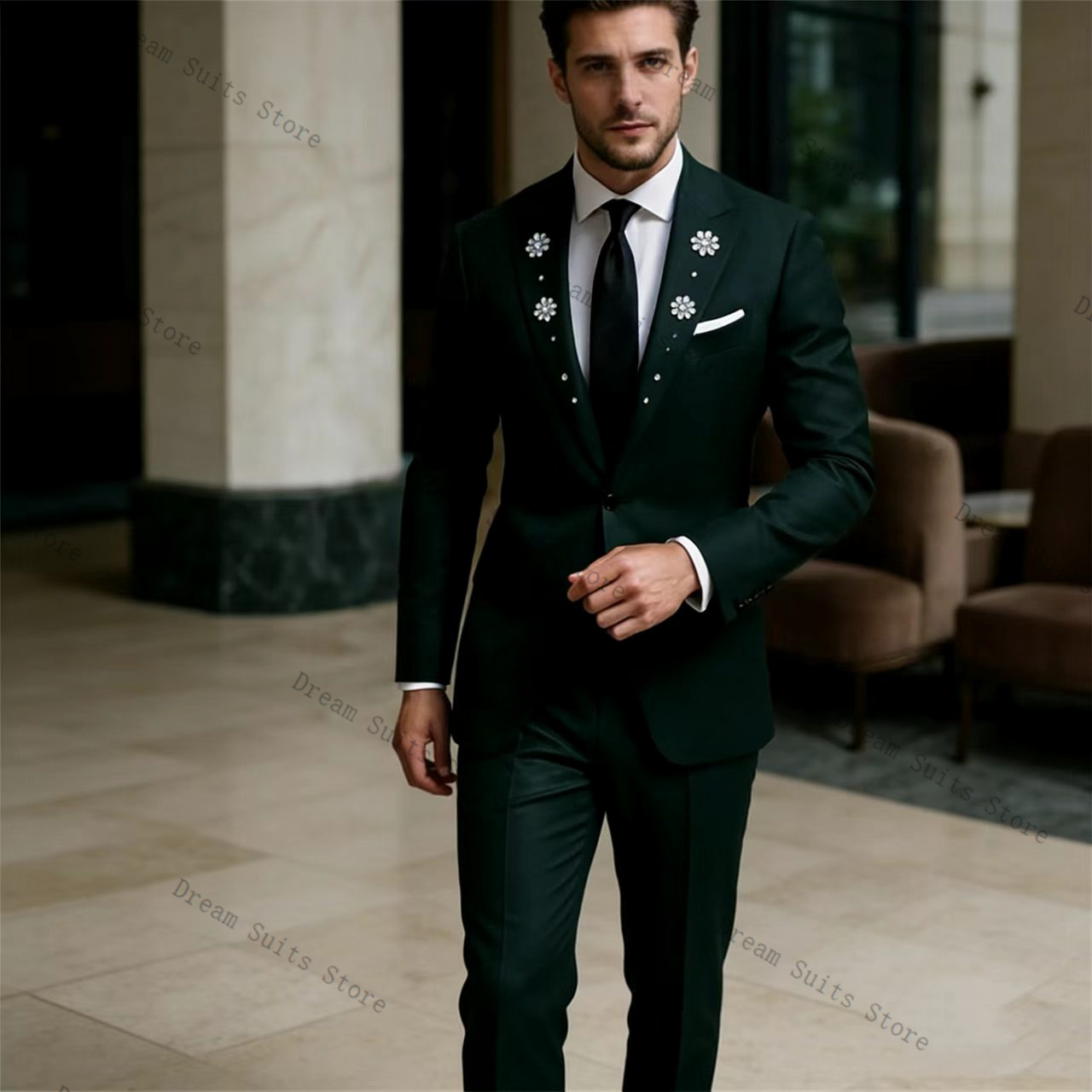 Мужской костюм Crystals, 2 пре – обзор и цена Men Formal Wear Green