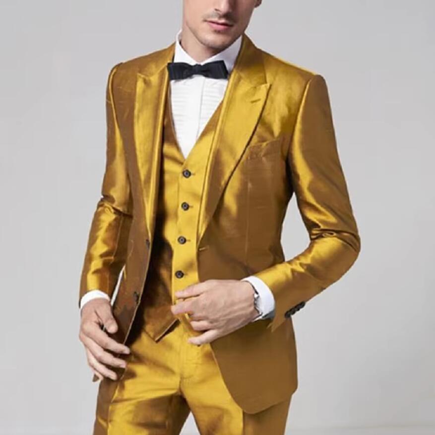 2025 Золотисто-желтый атласный – обзор и цена Formal Wear For Men Yellow