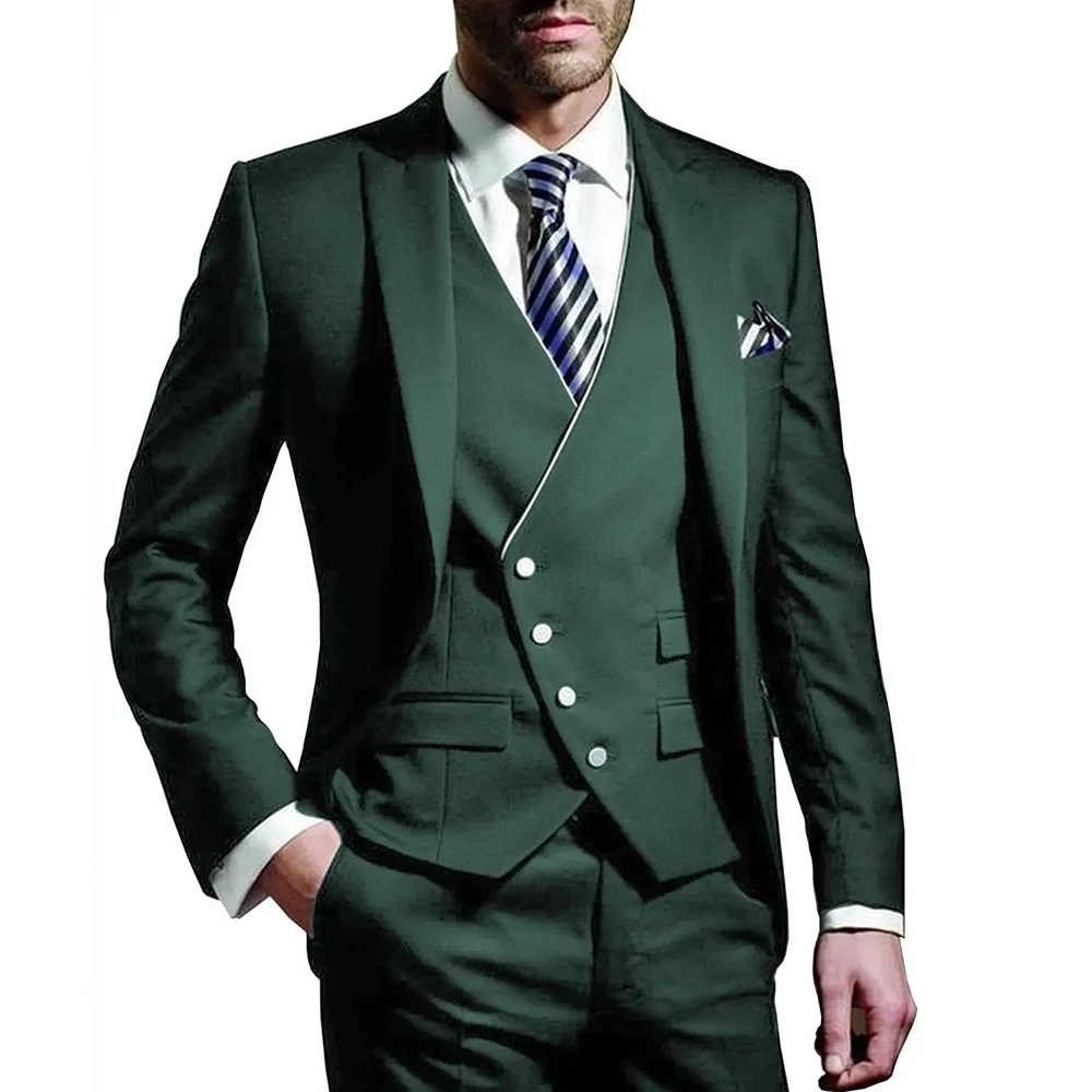 Мужской костюм-тройка цвета ха – обзор и цена Men Formal Wear Green