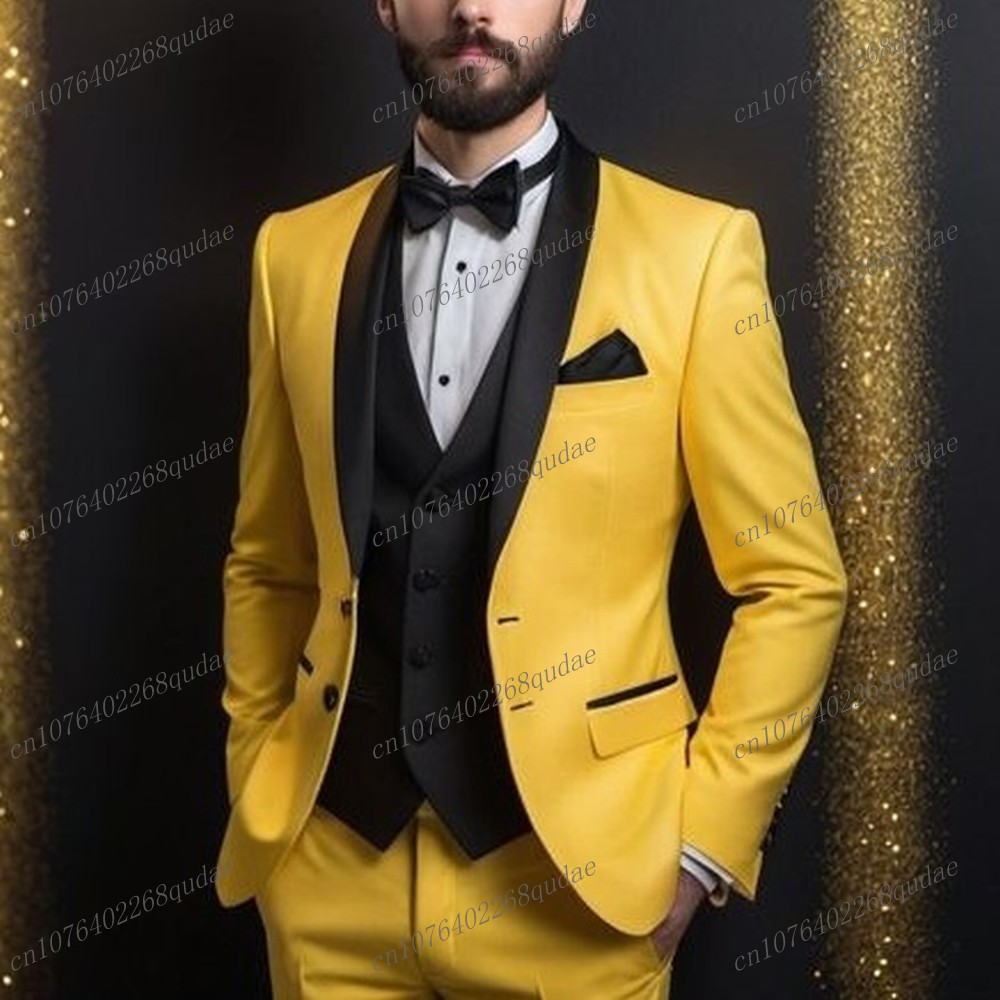 Новый желтый и черный деловой  – обзор и цена Formal Wear For Men Yellow